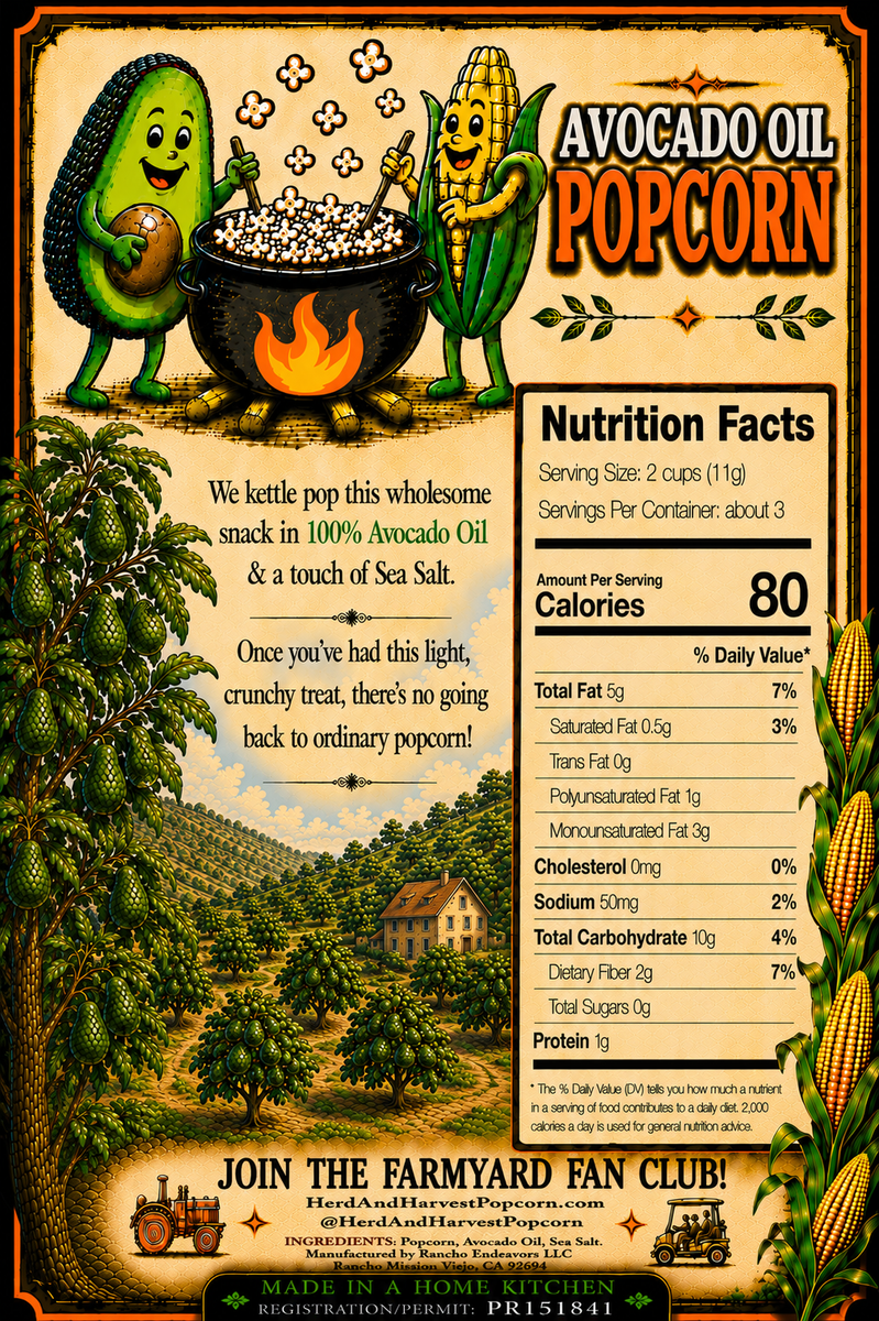 Avocado Oil Popcorn — Back