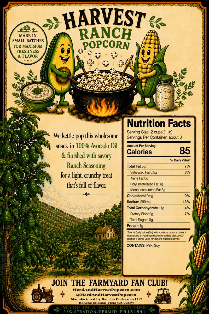 Harvest Ranch Popcorn — Back