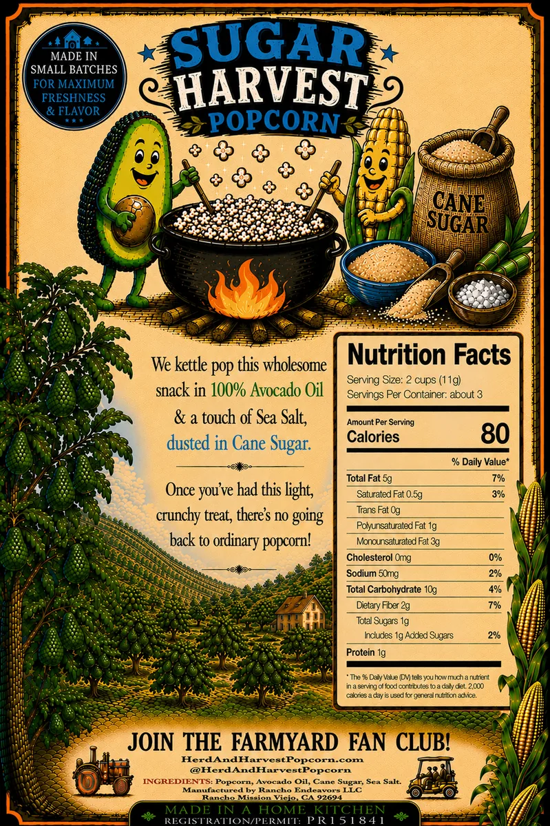 Sugar Harvest Popcorn — Back